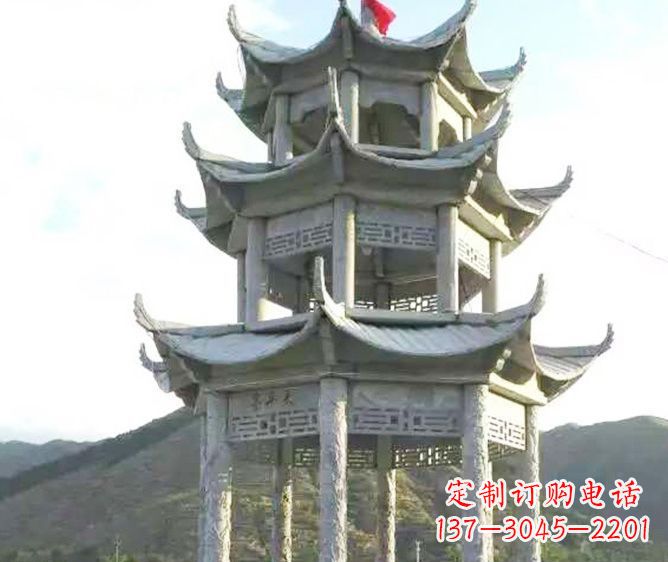杭州园林景观多层凉亭石雕 (3)