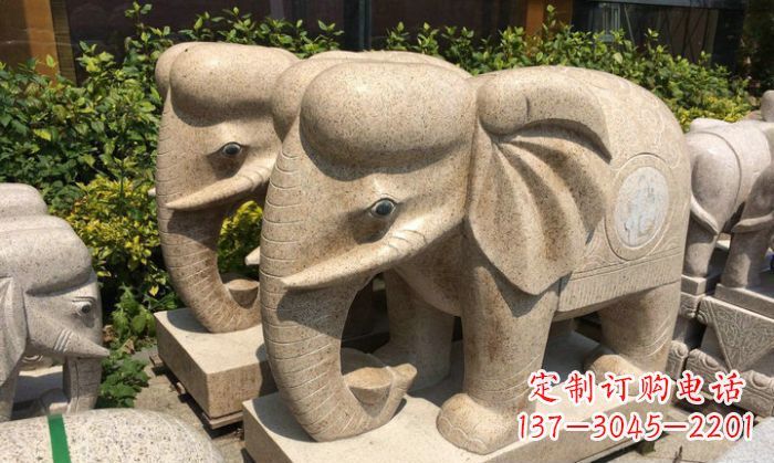 杭州招财进宝砂岩大象石雕