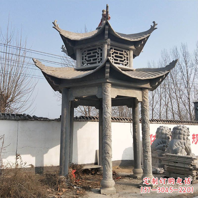 杭州中式双层石雕凉亭