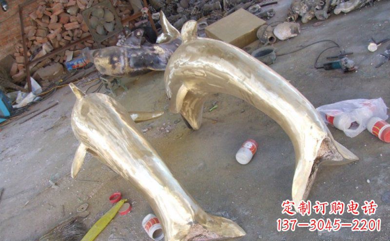 杭州铸铜海豚公园动物铜雕