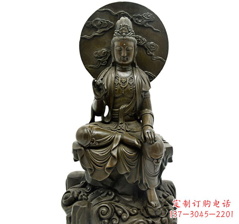 杭州自在观音菩萨仿古铜雕佛像