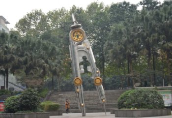 杭州圆规雕塑-不锈钢广场创意圆规雕塑